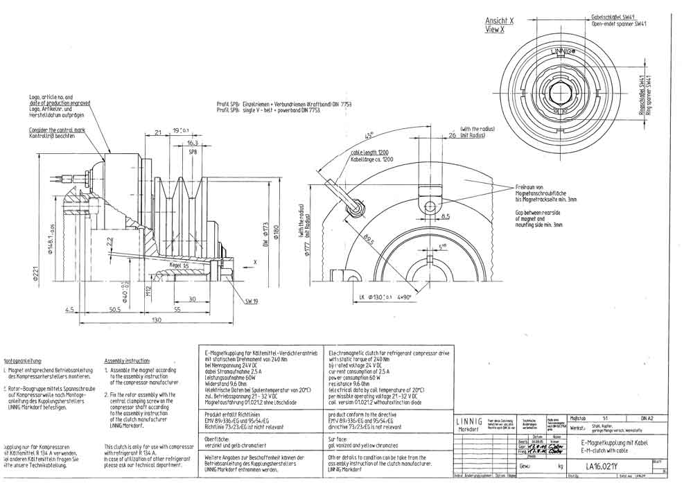 LA16.021Y 2B 173 Electromagnetic Clutch for BOCK FKX40/Bitzer 4N/4P Compressor