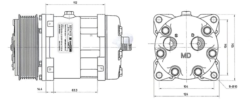  sd7h15 Sanden Compressor - KingClima 