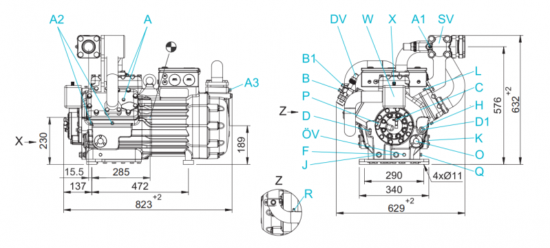 Bock HGZ7 Two Stage Semi-hermetic Compressor